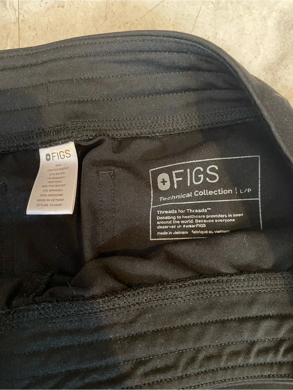 FIGS Black Sweatpants with Gray Drawstring
